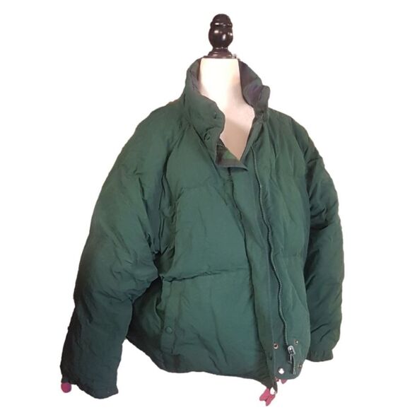 Vintage SKI Jacket 80s 90s Down Filled Puffer Reversible Plaid  Oversize Medium - Picture 1 of 6